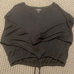 NWT Express medium black oversized long sleeve top with tie at bottom